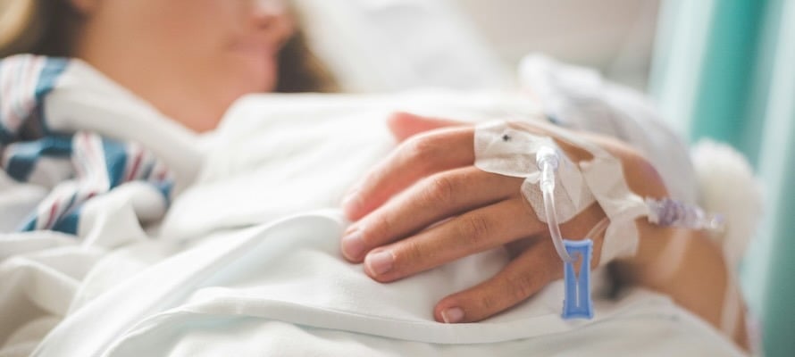 woman in hospital bed